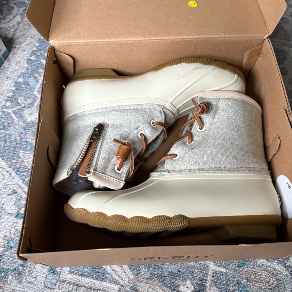 Sperry Saltwater Wool Linen Boots - Beige